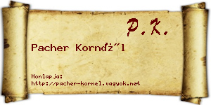 Pacher Kornél névjegykártya