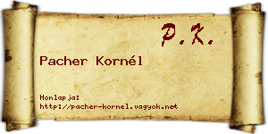 Pacher Kornél névjegykártya